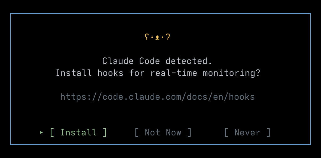 Hooks install consent dialog for Claude Code