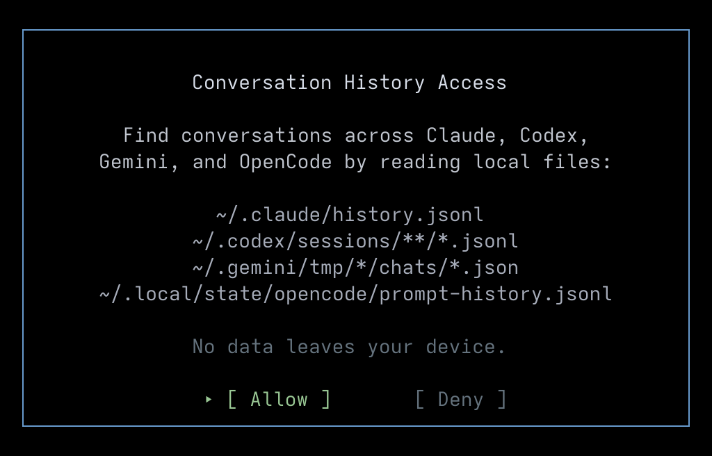 Conversation history consent dialog