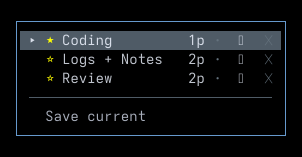 Profiles dropdown