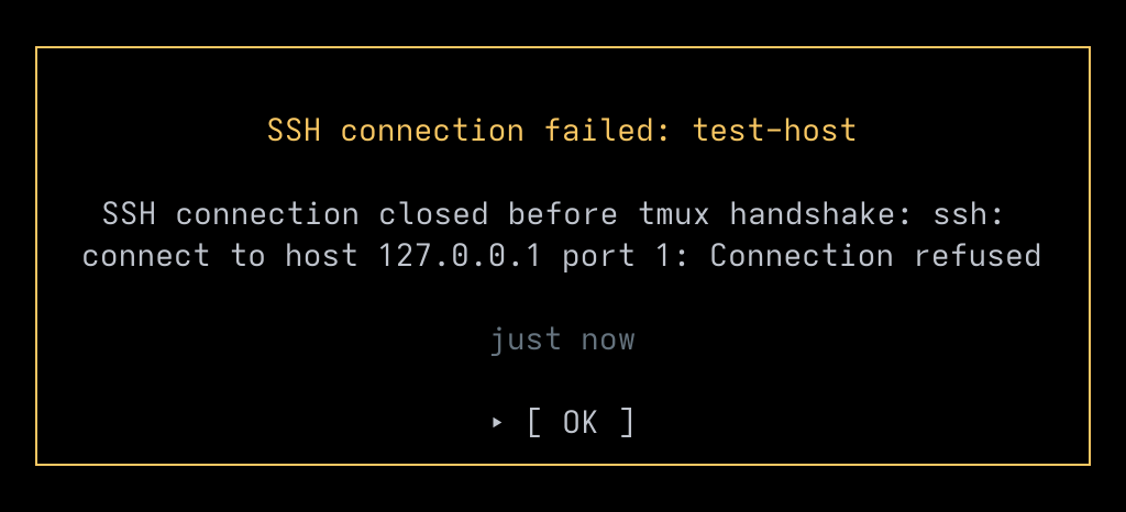 SSH error dialog