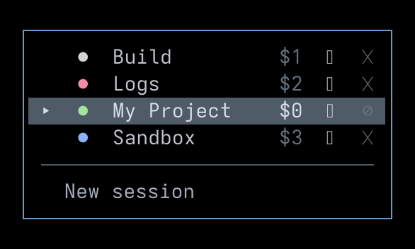 Sessions dropdown
