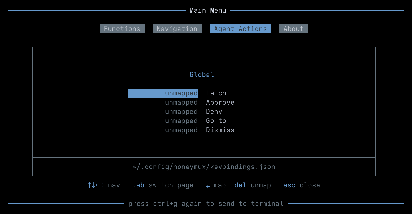 Main menu: Agents tab